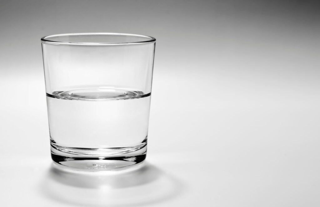View of a half-full glass of water